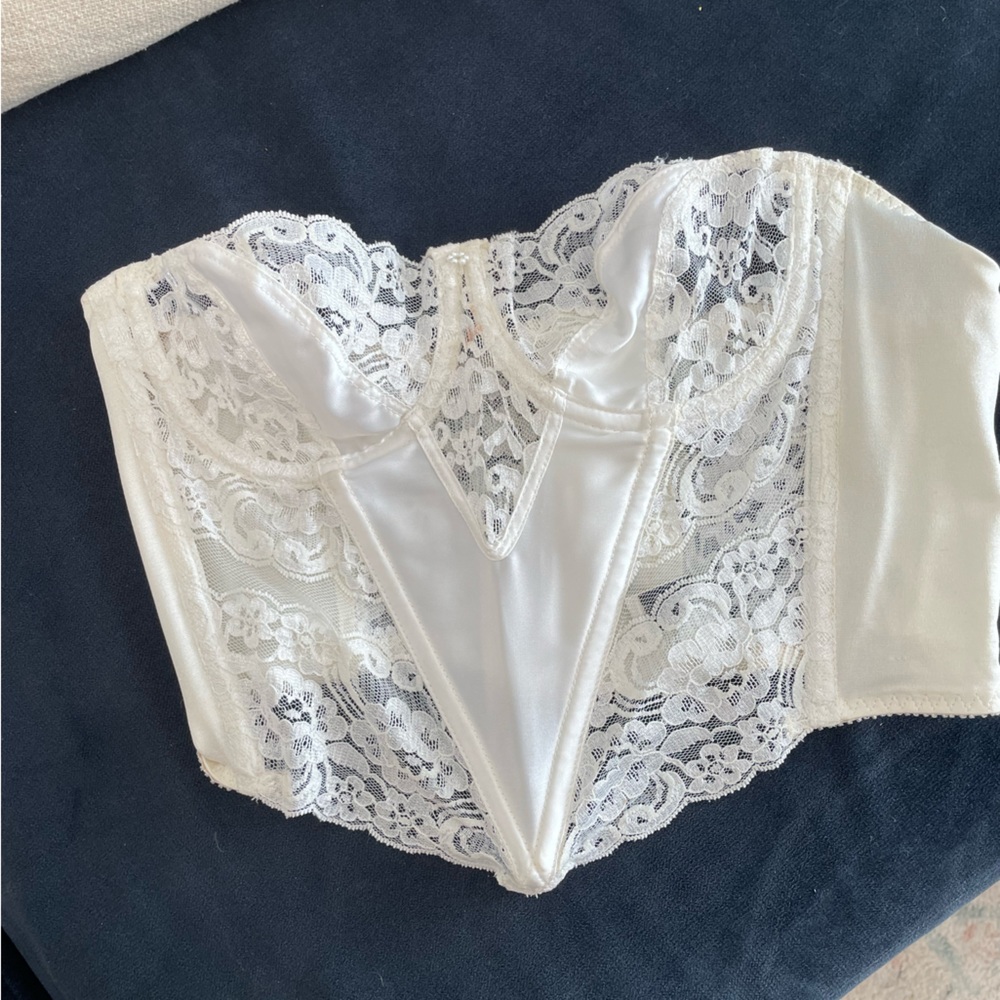 White vintage Christian Dior corset silk and lace 36B